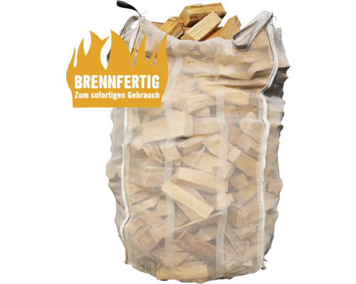 Bois de cheminée bois de chauffage HORNBACH FORST bois de feuillus dans Woodbag prêt à l'allumage 1,0 mètre cube en vrac 22 - 25 cm, bouleau, érable, châtaignier, plus consigne