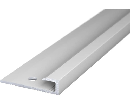 Profilé d'insertion Prinz alu argent 27 mm x 2,5 m Profilé d''arête d''escalier en aluminium avec trou de fixation
