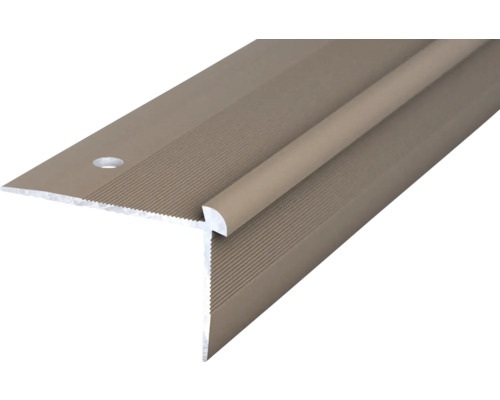 Nez de marche Prinz alu acier inoxydable mat 39,5 mm x 2,5 m Profil de bord d''escalier en aluminium avec surface rainurée
