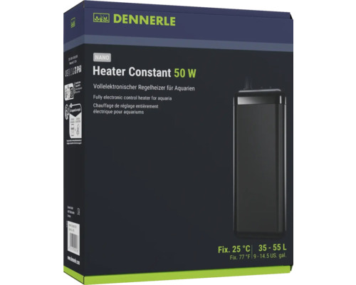 Aquariumheizer Dennerle Heater Constant vollelektronischer Regelheizer für Aquarien bis ca. 50 l, bruchfestes Kunststoffgehäuse, temperiert auf 25 °C, 50 W Dennerle Nano Heizstab Constant 50 Watt in Produktverpackung