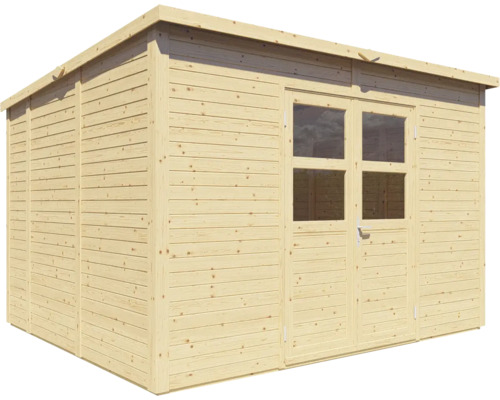 Holzgartenhaus mit Doppeltür und Fenstern