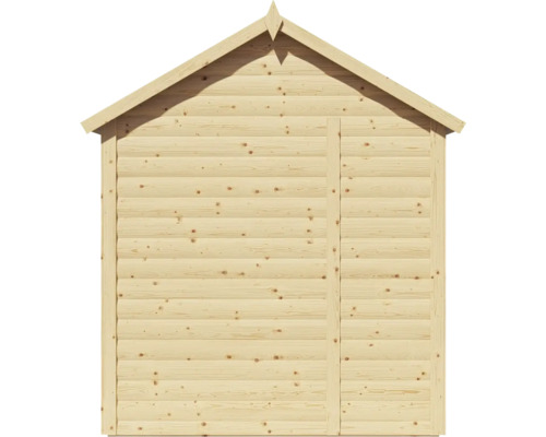 Gartenhaus aus Holz mit Satteldach und einer Tür