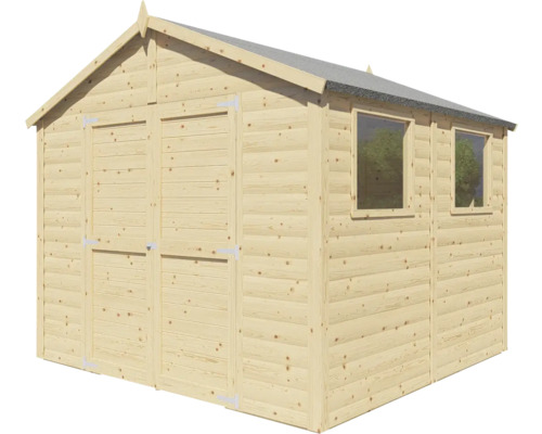 Holzgartenhaus mit Doppeltür und zwei Fenstern