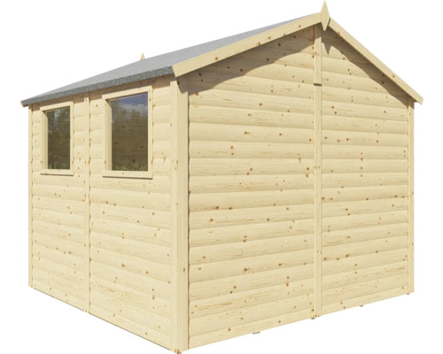 Gartenhaus aus Holz mit zwei Fenstern und Giebeldach