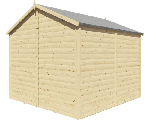 Holzgartenhaus mit grauer Dachabdeckung