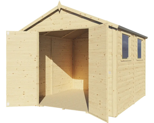 Holzgartenhaus mit Doppeltür und Fenstern