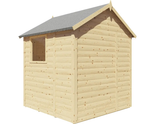 Holzgartenhaus mit Fenster und grauer Bedachung