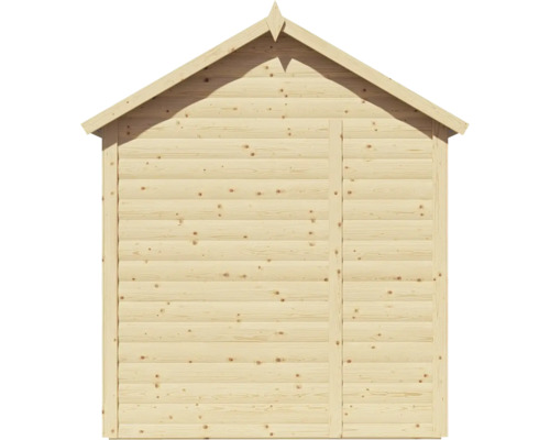 Holzgartenhaus mit Giebeldach und Tür