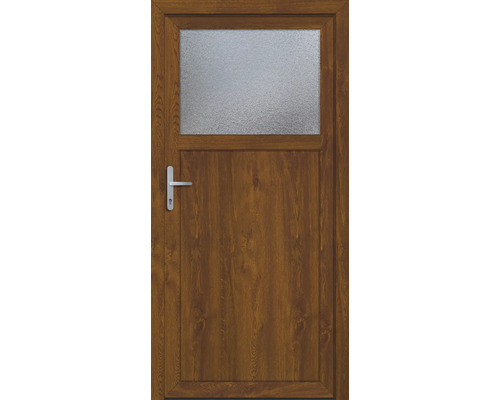 Porte d''entrée secondaire marron avec insert en verre et poignée