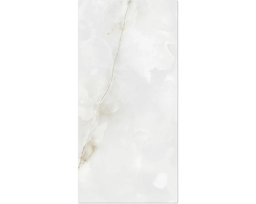 Carrelage sol et mur en grès-cérame fin Veneto Cristallo 60 x 120 x 0,9 cm blanc brillant rectifié Carreau décoratif aspect marbre