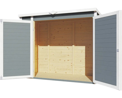 Offener Holz Geräteschuppen mit Doppeltür