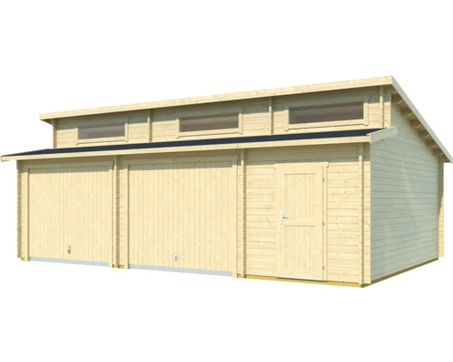 Garage en bois avec fenêtres et porte