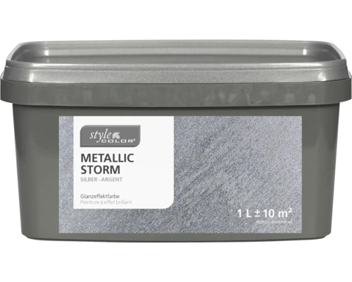 Peinture à effet brillant StyleColor METALLIC STORM argent 1l Peinture à effet brillant Style Color Metallic Storm dans un récipient