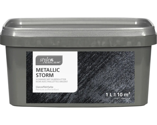 Peinture à effet brillant StyleColor METALLIC STORM noir avec paillettes argent 1 l