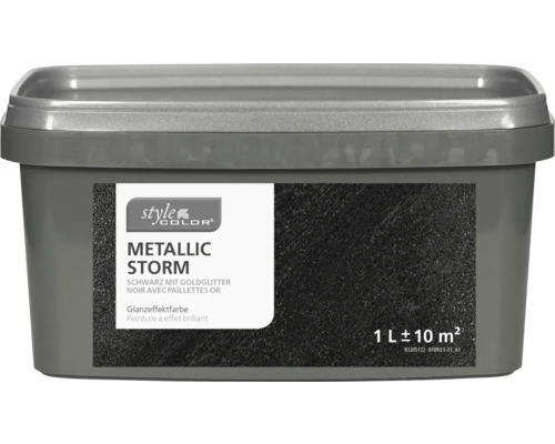 Peinture à effet brillant StyleColor METALLIC STORM noir avec paillettes or 1 l