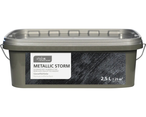 Peinture à effet brillant StyleColor METALLIC STORM noir avec paillettes argent 2,5 l