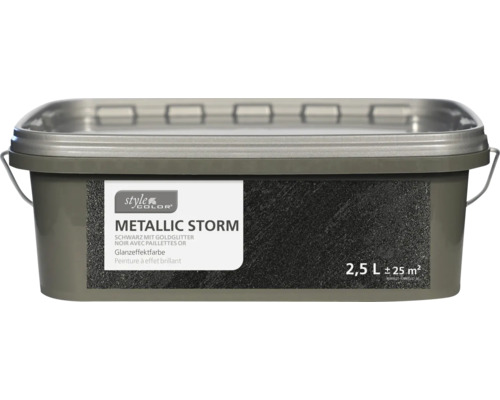 Peinture à effet brillant StyleColor METALLIC STORM noir avec paillettes or 2,5 l