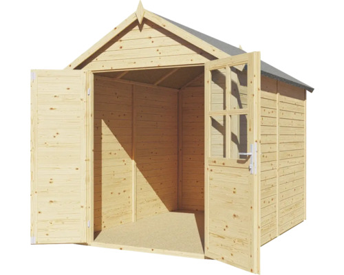 Holzgartenhaus mit Doppeltür und Fenstern