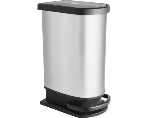 Poubelle à pédale Rotho plastique PASO duo nombre de bacs 2 25 l + 25 l argent Poubelle à pédale en métal et plastique
