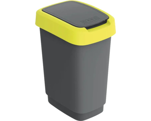 Poubelle à couvercle basculant Rotho plastique TWIST 10 l vert citron Poubelle à couvercle oscillant