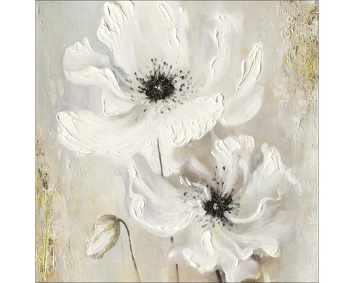 Leinwandbild Original Black-White Colored Flowers I 40x40 cm