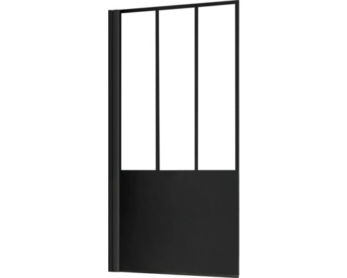 Paroi de douche avec cadre noir et panneaux de verre de style industriel