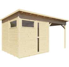 Holzgartenhaus mit Fenster und Anbau