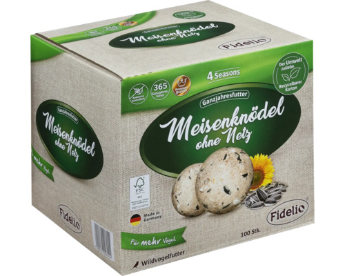 Nourriture pour oiseaux sauvages Fidelio 100 boules pour mésanges sans filet dans un carton 8,3 kg également comme nourriture pour oiseaux toute l'année, contrôlé à l'Ambrosia Nourriture pour oiseaux sauvages Fidelio 100 boules pour mésanges sans filet dans un carton 8,3 kg également comme nourriture pour oiseaux toute l'année, contrôlé à l'Ambrosia