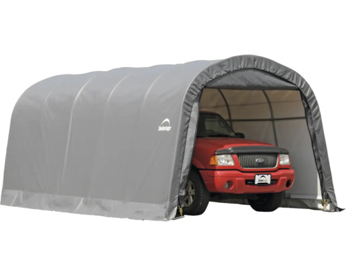Voiture sous un abri en acier et toile