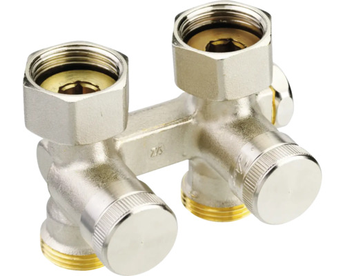 Ventilblock aus Metall mit vier Anschlüssen für Sanitäranwendungen