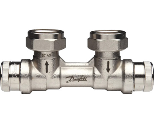 Danfoss Verteilerblock aus Metall mit Pfeilmarkierungen