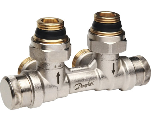 Vanne de radiateur Danfoss RLV-KDV 1/2 pouces forme d'angle gauche nickel 013G7872 Distributeur de circuit de chauffage Danfoss avec indicateur de débit