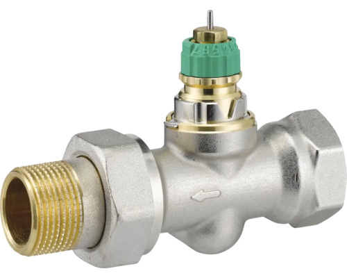 Partie inférieure de vanne thermostatique Danfoss Dynamic Valve RA-DV 20 passage droit 3/4 pouces nickel 013G7726