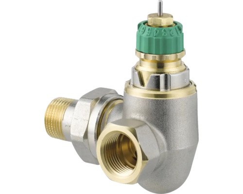 Robinet d''équerre avec tête thermostatique pour régulation de radiateur