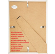 Rückseite eines Bilderrahmens mit Aufhängevorrichtung und Ständer