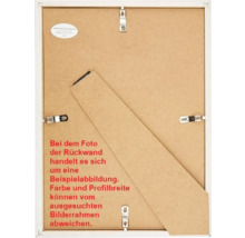 Rückseite eines Bilderrahmens mit Aufhängevorrichtung und Ständer
