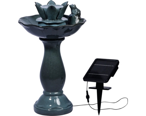 Fontaine en céramique avec panneau solaire et figurine de grenouille pour le jardin