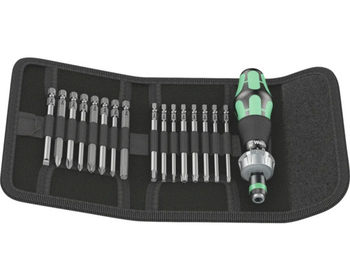 Wera Schraubendrehersatz mit Bits in einer schwarzen Tasche