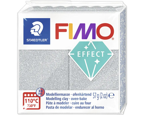 Pâte à modeler FIMO Effect paillettes argent 57 g Pâte à modeler Staedtler Fimo Effect, durcissante au four, 57 grammes
