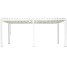 Pergola autoportante blanche avec toit à lamelles