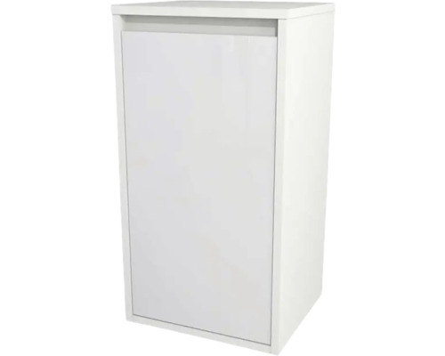 Hängehalbhochschrank mit 1 Tür Devo Cristal 2.0 links BxHxT 40x76x35 cm alpine white/signal white glass