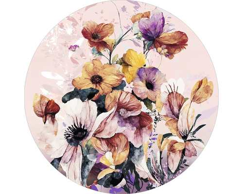 Tableau en verre Watercolor Flowers VIII Ø30 cm