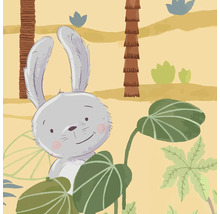 Illustration eines Hasen in einer tropischen Umgebung