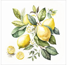 Image aquarelle avec des citrons, des feuilles et des fleurs