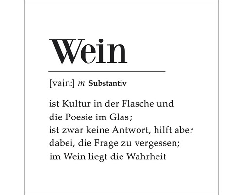 Glasbild Wein Definition 30x30 cm