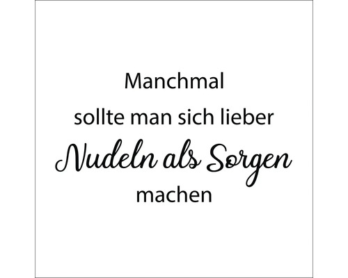 Glasbild Nudeln Statt Sorgen 30x30 cm