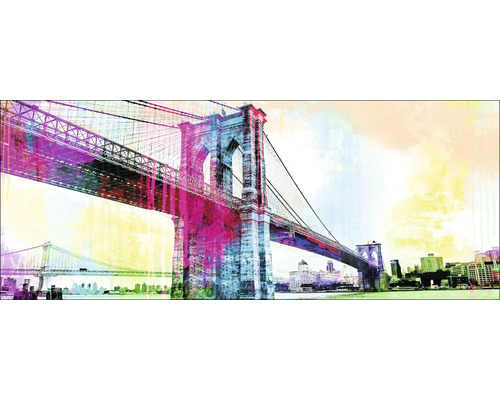 Tableau en verre Brooklyn Bridge In Colors 80x30 cm