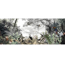 Glasbild Birds In The Jungle II 80x30 cm