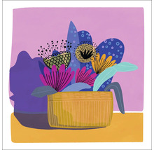 Illustration d''un arrangement floral dans un panier tressé