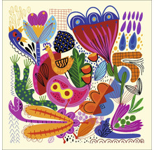 Illustration abstraite avec des motifs floraux et animaliers